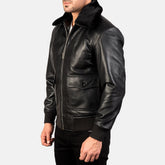 Nitor Black Leather Bomber Jacket